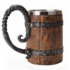 Kndatle Handmade Wooden Barrel Beer Mug, Bucket Shaped Drinkware with Handle, Stainless Steel Double Wall Cocktail Mug for Bar Restaurant, Vintage Bar Accessories (18 oz) 30 71 LWeDnbS