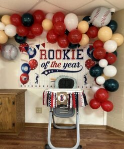 Baseball Banner for 1 St Birthday - First Birthday Decorations for Baseball Rag Tie Fabric Garland, Photo Booth Props Red White Blue, Birthday Souvenir and Gifts for Boy 32 71 LpJcoV9L