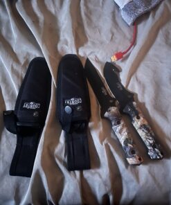 Mossy Oak Fixed Blade Hunting Knife Set - 2 Piece, Full Tang Handle Straight Edge and Gut Hook Blades Game Processing Knife, Sheath Included 40 71 M5U2GEkL