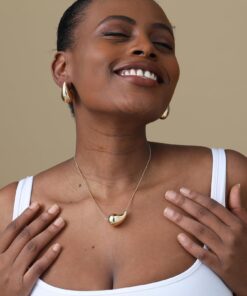 VULETO Drop Necklace Dupes Teardrop Dainty 14k Gold Plated Water Drop Hypoallergenic Pendant Necklace for Women Girls gold-gold 12 71 MlDgds6L