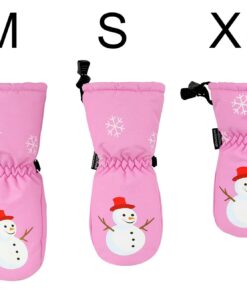 ANDORRA Kids Insulation Ski Mittens Boys Girls Snow Mittens Winter Gloves Pink/Snowman XS(2-3Y) 19 71 NZFCtL
