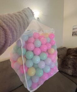 Amazon Basics BPA Free Crush-Proof Plastic Pit Ball with Storage Bag, Toddlers Kids 12+ Months, Pack of 400 Balls, 6 Pastel Colors 32 71 NwSZ57L