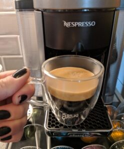 Eparé Glass Espresso Cups - Set of 4 Double Walled Espresso Cups with Handle - 2 oz Single Shot Latte Glasses Cup - Clear Double Insulated Coffee or Cappuccino Mug 26 71 OQE9XduL