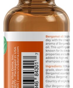 Viva Doria 100% Pure Bergamot Essential Oil, Undiluted, Food Grade, Italian Bergamot Oil, 1 Fluid Ounce (30 mL) Natural Aromatherapy Oil 1 Fl Oz (Pack of 1) 10 71 PPLBBq9L