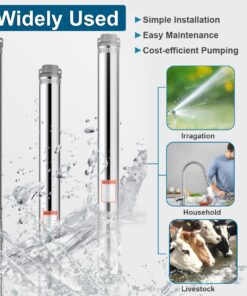 iMeshbean® Deep Well Submersible Pump with External Control Box, 1 HP, 115V, 60 Hz, 33 GPM, 207' Head,100' Power Cord Stainless Steel, 4",Long Life M#010 USA Well Pump 13 71 PWtnad6L