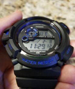FANMIS Mens Military Multifunction Digital LED Watch Electronic Waterproof Alarm Quartz Sports Watch Blue 37 71 PyclsVXL