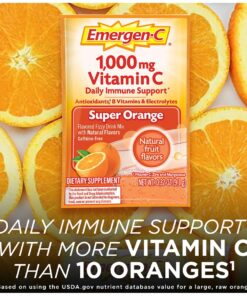 Emergen-C 1000mg Vitamin C Powder for Daily Immune Support Caffeine Free Vitamin C Supplements with Zinc and Manganese, B Vitamins and Electrolytes, Super Orange Flavor - 30 Count 30 Count (Pack of 1) 24 71 RU0xUPNL
