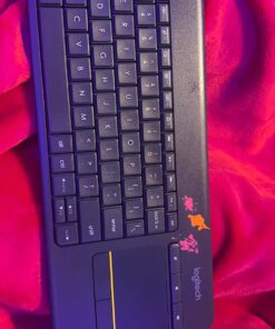 Logitech K400 Plus Wireless Touch With Easy Media Control and Built-in Touchpad, HTPC Keyboard for PC-connected TV, Windows, Android, Chrome OS, Laptop, Tablet - Black Floral 59 71 Rg70pFvL