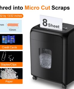Bonsaii 8 Sheet High Security Micro Cut Paper Shredder with 4 Gallon Pullout Basket, Credit Cards/Mail/Staples/Clips Shredder for Home Office Use (C206-G) 8 Sheet-5 Mins 9 71 RnZiRkjL