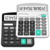 Calculator, Splaks 2 Pack Standard Functional Desktop Calculators Solar and AA Battery Dual Power Electronic Office Calculators with 12-Digit Large Display (1 Basic Black&1 Updated Silver) 1 Black & 1 Silver 13 71 UKIp33JL 6