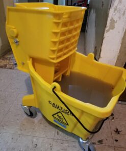 Carlisle FoodService Products Mop Bucket with Side-Press Wringer for Floor Cleaning, Restaurants, Offices, And Janitorial Use, Polyproylene, 26 Quarts, Yellow 45 71 UeTLjtLL