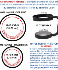 F-32 Handle - 19 COLORS - 30oz Size - Compatible with 30 oz YETI and 30 oz. OZARK TRAIL Tumbler Travel Mug (30OZ, COOL PURPLE (PINKISH PURPLE)) 30ozCool Purple (Pinkish Purple) 30.0 ounces 26 71 Ux1NMZcL 1