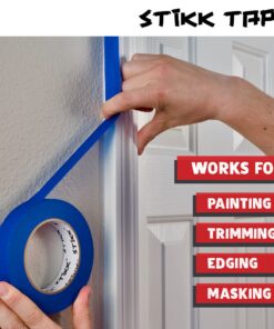 STIKK 3 Pack 1" inch x 60yd Red Painters Tape 14 Day Easy Removal Trim Edge Finishing Decorative Marking Masking Tape (.94 in 24MM) 12 71 WBlc2WL