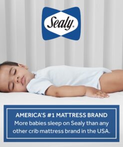 Sealy Baby Firm Rest Antibacterial 2-Stage Dual Firmness Waterproof Baby Crib Mattress & Toddler Bed Mattress, 204 Premium Coils, Medical-Grade Surface, Hypoallergenic, Made in USA, 52"X28" Viivia 21 71 XK Nb3AL 4