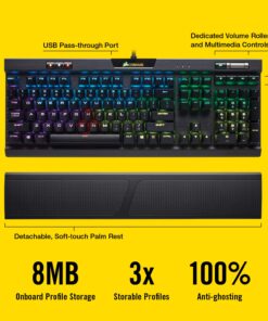 Corsair K70 RGB MK.2 Rapidfire Mechanical Gaming Keyboard - USB Passthrough & Media Controls - Fastest & Linear - Cherry MX Speed - RGB LED Backlit MX SPEED (Linear & Fast) Black 34 71 XTCn93SL