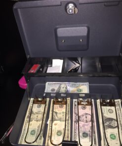 MMF Industries STEELMASTER Tiered Tray Cash Box | 11.81” W x 3.18” H x 9.43” D | 10 Compartments | Tiered Tray Design | Recessed Handle | Secure Cam Lock | Steel Construction 11.8"L x 9.5"W x 3.2"H 25 71 Y3jEaR8L