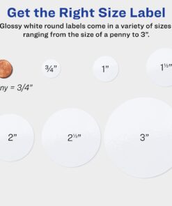 Avery Round Labels for Laser & Inkjet Printers, 2.5", 90 Glossy White Labels (22830) 2.5" 90 labels 27 71 Z83ZdlsL 1