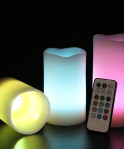 PrimeTrendz TM Flameless Weatherproof Outdoor & Indoor Color Changing Wax Candles with Remote Control & Timer, 3 Count (4'', 5'', 6'' inch Candles) 17 71 aCVyBDHL 1