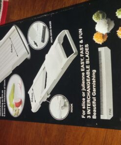 Benriner Mandoline Slicer, with 4 Japanese Stainless Steel Blades, BPA Free, New Model Classic Slicer, White 13 71 afTK0 L