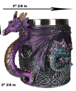 Alternative view of Ebros Myths And Legends The Conception Of Blue Fire Beowulf Purple Dragon Beer Stein Tankard Coffee Cup Mug Great Gift For Dragon Lovers Party Hosting (Purple Dragon)