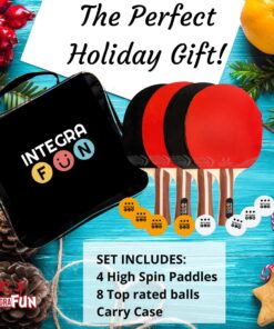 Alternative view of Ping Pong Paddle Set - 4 Wood Ping Pong Paddles - Ergonomic Grip - 8 Tournament Table Tennis Balls - Paddle Case - Professional/Casual Play - Portable Table Tennis Set .- Family Table Games