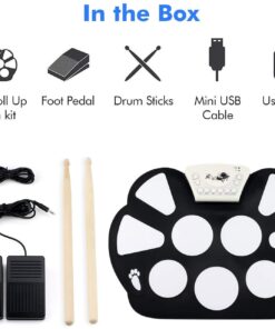 Eoncore Portable Electronic Roll up Drum Pad Kit Silicon Foldable with Stick 15 71 bZSpKbL