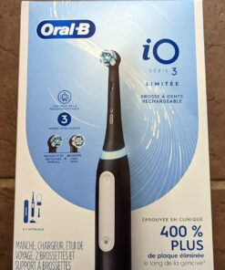 Oral-B iO Series 3 Limited Rechargeable Electric Powered Toothbrush, Black with 2 Brush Heads and Travel Case - Visible Pressure Sensor to Protect Gums - 3 Modes - 2 Minute Timer 51 71 c4sRItTL