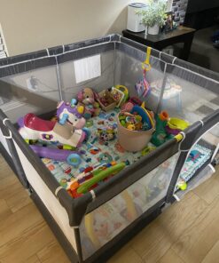 TODALE Baby Playpen for Toddler, Large Baby Playard, Indoor & Outdoor Kids Activity Center with Anti-Slip Base, Sturdy Safety Play Yard with Soft Breathable Mesh, Playpen for Babies(Gray,50”×50”) 50x50x27 Inch (Pack of 1) Grey 41 71 cCJggnNL