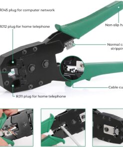 SGILE 9-in-1 Portable Crimping Tool Kit, 8P8C 6P6C 4P4C Connectors, RJ11/RJ12/RJ45 Cat5 Cat5e Network/Phone Cable Tester, Black 20 71 cRUbU3PL