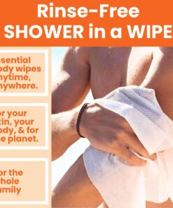 HyperGo Full-Body Rinse-Free Hypoallergenic Biodegradable Bathing Wipes –All Natural, Refreshing Anytime Anywhere, Post Workout, Camping, Travel, Daily Life, 12”x12” X-Large 20-count, Unscented 1 Pack 20 Count (Pack of 1) 21 71 dtNdDnaL