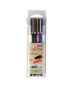 Le Pen .03mm Point Set 4/Pkg-Basic Black, Red, Blue 4 Count (Pack of 1)
