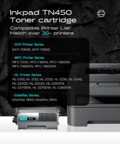 iNKPAD TN450 (4 Black) High Yield Compatible Toner Cartridge Replacement for Brother TN420 TN-450 Work with HL-2280DW HL-2270DW HL-2230 MFC-7360N MFC-7860DW DCP-7065DN Intellifax 2840 2940 (4 Pack) BTN450-4B 8 71 fUdVNnDL