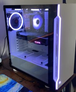 Skytech Gaming Archangel Gaming Computer PC Desktop – Ryzen 5 5600X 3.7GHz, RTX 3060 TI 8G, 1TB NVMe SSD, 16GB DDR4 3200MHz, RGB Fans, Windows 10 Home 64-bit, 802.11AC Wi-Fi, White 5600X | 3060 TI 30 71 fzXI13L