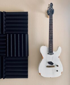 A2S 24 Pack 2-Inch Acoustic Panels w/Adhesive Stickers - Fireproof - SGS Certified - Sound Proof Foam Panels - Non Toxic - Top Quality - Ideal for Home & Studio Sound Deadening - High Density Black 24 pack 55 71 ghztiv0L