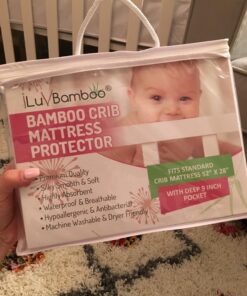 Waterproof Crib Mattress Protector | Toddler Mattress Cover 52” x 28” | Baby Crib Mattress Protector Pad Waterproof | Crib Mattress Cover | Crib Liner Bamboo Jacquard | Quiet Protector by iLuvBamboo Crib (52" x 28") 18 71 gqAAkMVL