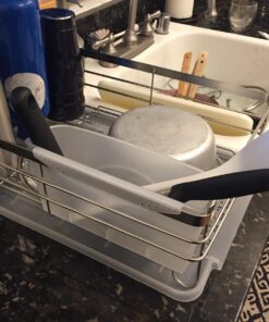 Neat-O Stainless Steel Rustproof Dish Drying Rack with Cutlery Holder and Board 33 71 hypUzx8L