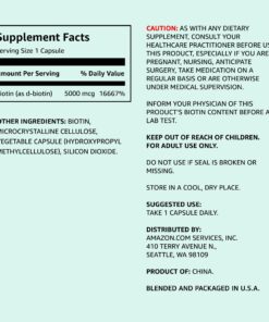 Amazon Elements Vegan Biotin 5000 mcg - Hair, Skin, Nails, 130 Capsules (4 month supply) (Packaging may vary) 22 71 jvQdxhcL