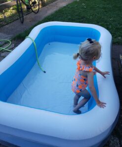 Intex 56483EP Inflatable 8.5' x 5.75' Swim Center Family Pool for 2-3 Kids, Backyard Splash Pool for Children 6+ Years Old, 198-Gallons, Blue & White Family Swim Center 61 71 kDqXEyaL 1