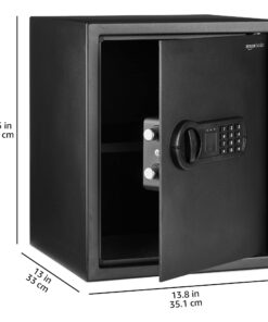 Amazon Basics Steel Home Security Safe with Programmable Electronic Keypad Lock, Secure Documents, Jewelry, Valuables, 1.52 Cubic Feet, Black, 13.8"W x 13"D x 16.5"H 35 71 lRlAWjBL