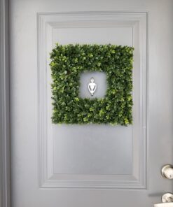 Home Boxwood Wreath-16.5-Inch Square UV Resistant Artificial Spring, Summer, Fall or Winter Outdoor/Indoor Wreaths for Front Door by Pure Garden, 16.5x3, Green 33 71 m6gBJtoL