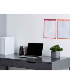 Amazon Basics Heavy Duty Dry Erase Ticket Holder Pockets, Clear Film With Multicolored Fabric Edge, 8.5" X 11", Pack of 25 21 71 mP Hs7zL