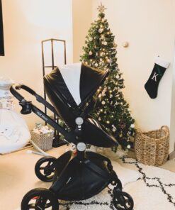 Hot Mom Baby Stroller: Baby Carriage with Adjustable Seat Height Angle and Four-Wheel Shock Absorption,Reversible,High Landscape and Fashional Pram (Black) Black 73 71 mWqBkc8L