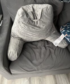 LINENSPA Reading Pillow with Shredded Memory Foam- Back Pillow for Sitting in Bed, Reading, Gaming, Watching TV – Chair Pillow with Arms, Dorm Room Essentials, Stone Standard 46 71 mwufOV2L