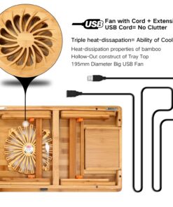 Laptop Desk Nnewvante Adjustable Bed Desk Table Bamboo with USB Fan Foldable Bed Tray w' Drawer 21.6" with Fan 45 71 mxsnZ8mL