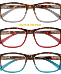Success Eyewear Reading Glasses 3 Pair Great Value Stylish Readers Fashion Men and Women Glasses for Reading Set of Havana Clear, Havana Red, Havana Blue 1.0 x 7 71 nixZkfsL