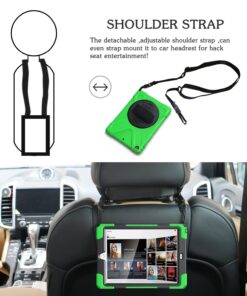 BRAECN iPad Air 1st Generation Case,Heavy Duty Full-Body Rugged Protective iPad Air 9.7 Case with 360 Degree Swivel Kickstand/Hand Strap/Adjustable Shoulder Strap for ipad air Protective case-Green Green 12 71 nrDbQxAL