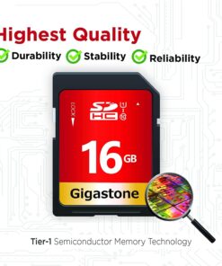 Gigastone 16GB 2-Pack SD Card UHS-I U1 Class 10 SDHC Memory Card High-Speed Full HD Video Canon Nikon Sony Pentax Kodak Olympus Panasonic Digital Camera, with 2 Mini Cases SD 16GB U1 2-Pack 11 71 oa6NUCnL