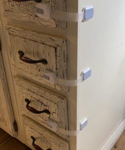 Child Safety Strap Locks (10 Pack) Baby Locks for Cabinets and Drawers, Toilet, Fridge & More. 3M Adhesive Pads. Easy Installation, No Drilling Required, White/Gray 36 71 pBn55JjL 1