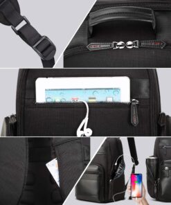 BOPai 30L Travel Backpack for Men Business Laptop Backpack 15.6 inch Computer bagpack with USB Charging Water-Resistant Rucksack Black Black2 17 71 pJyFi96L