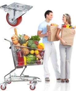 COOCHEER Casters, 3'' Heavy Duty Casters, Load 1200lbs, Lockable Bearing Caster Wheels with Brakes, 360-degree Top Plate Swivel Casters for Furniture and Workbench, Casters Set of 4, Red (Free Screws) 26 71 q7y tP5L